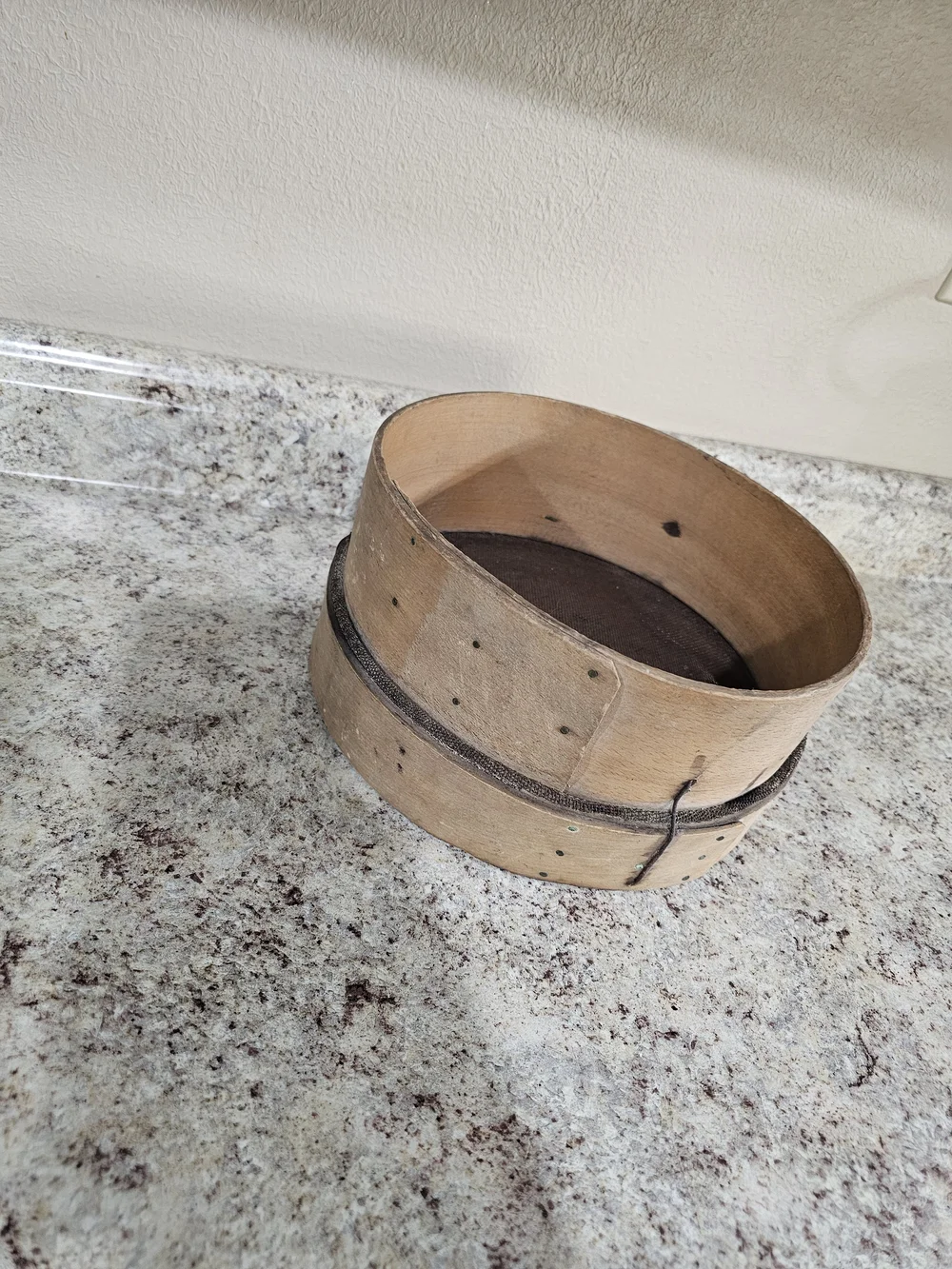 Vintage/Antique Wooden Flour Sieve with Metal Mesh